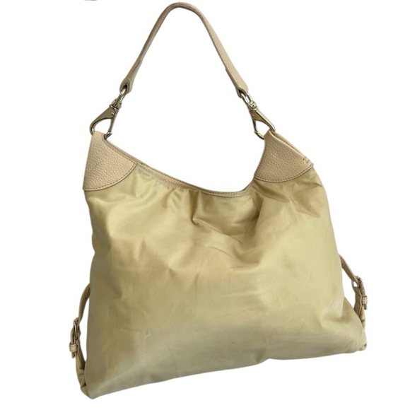 Dooney & Bourke Tan/Cream Hobo Satchel Bag, Nylon & Leather - Picture 2 of 16